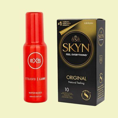 Набір SKYN Original 10 шт та Лубрикант EXS Strawberry Lube Water Based 100 мл SOS4364 фото