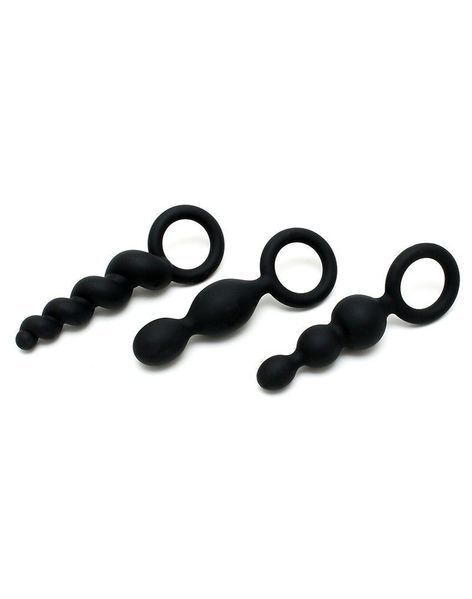 Набір анальних іграшок Satisfyer Plug black (set of 3) &mdash; Booty Call, макс. діаметр 3 см SO2323 фото