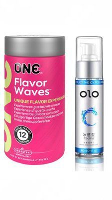Комплект ONE Flavor Waves 12 шт + Лубрикант охлаждающий на водной основе OLO 60 мл SOS1137 фото