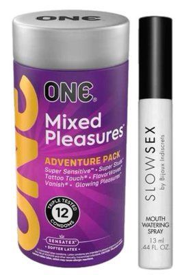 Комплект 12 шт ONE Mixed Pleasures + Спрей для посилення слиновиділення Bijoux Indiscrets Slow Sex Mouthwatering spray SOS6104 фото