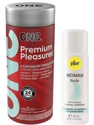 Комплект ONE Premium Pleasures 24 шт + Pjur Woman Nude 30 мл SOS13002 фото
