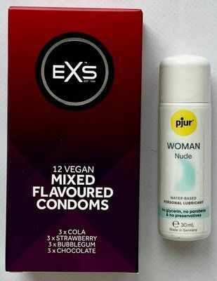 Набір EXS Mixed Flavoured 12 шт + Лубрикант pjur Woman Nude, 30 мл SOS3234 фото