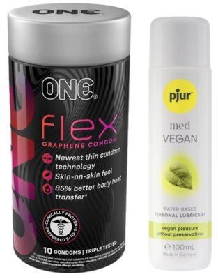 Комплект ONE Flex Graphene 10 штук + Pjur MED Vegan Glide 100 мл SOS12952 фото