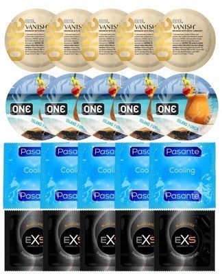 Набір 20 шт ONE 𝐕𝐀𝐍𝐈𝐒𝐇 𝐇𝐲𝐩𝐞𝐫𝐭𝐡𝐢𝐧 + ONE Island Punch + Pasante Cooling + EXS Black Latex SOS7236 фото