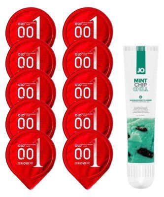 Комплект OLO 001 (червоні) 10 шт + JO Mint Chip Chill 10 мл SOS14253 фото