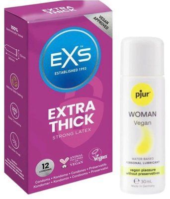 Набір EXS Extra Safe (12 шт) + pjur Woman Vegan 30 мл SOS13552 фото