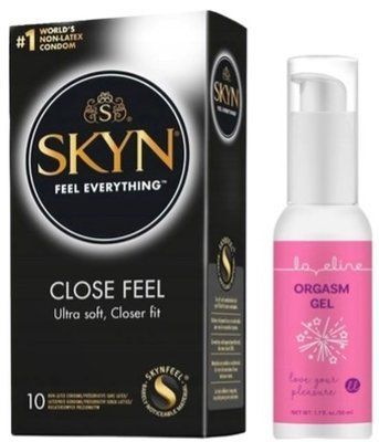 Набор из SKYN Close Feel (10 шт) + жидкий вибратор Loveline Orgasm Gel (50 мл) SOS9791 фото