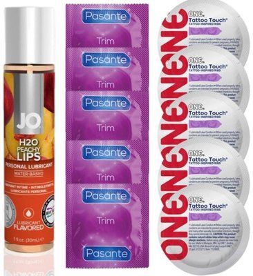 Набір 10 шт Pasante TRIM та ONE Tattoo Touch + System JO H2O &mdash; Peachy Lips (30 мл) SOS4881 фото