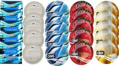 Набор из 25 шт One Oasis Premium + ONE Dome + ONEFreshMint + ONEChocolateStrawberry + ONEBanana SOS8481 фото