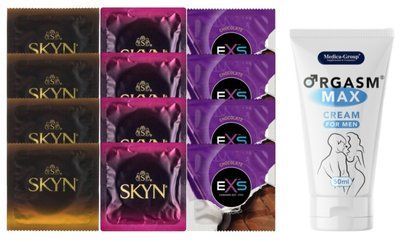 Комплект: Пролонгатор Medica-Group Orgasm Max 50 мл + 8 шт SKYN + 4 шт EXS Chocolate SOS10945 фото