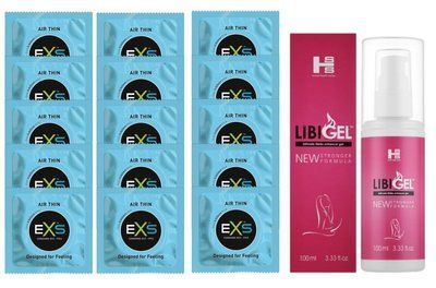 Комплект EXS Air Thin 15 шт + Sexual Health Series LibiGel SOS14783 фото