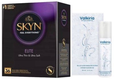 Набор из SKYN Elite 36 шт + Гель для усиления VALKIRIA Cooling Orgasm Gel (50 мл) Nuei SOS10241 фото