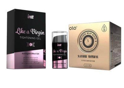 Гель для звуження Intt Like a Virgin 15 мл. + OLO Physical Delay Sleeve + пролонгуючі 10 шт. SOS6355 фото