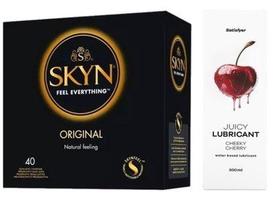 Набор Лубрикант Satisfyer Cheeky Cherry 300мл + SKYN Original 40 шт. SOS12802 фото