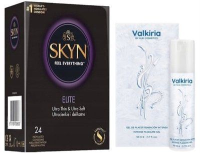 Набор из SKYN Elite (24 шт) + Гель для усиления оргазма VALKIRIA Cooling Orgasm Gel (50 мл) от Nuei SOS10141 фото