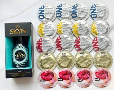 Набор 20 шт - ONE Super Studs, Classic, Vanish, Extreme ribs, Flavor Waves + SKYN AQUA FEEL, 80 мл SOS1882 фото
