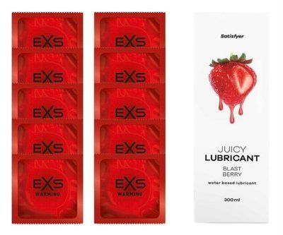 Комплект: EXS Warming 10 шт. + Лубрикант Satisfyer Blast Berry 300 мл SOS11398 фото