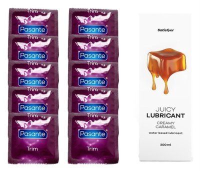 Комплект Pasante TRIM 10шт. + Лубрикант Satisfyer Juicy Lubricant Creamy Caramel 300 мл SOS11700 фото