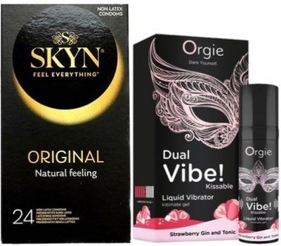 Набор из SKYN ORIGINAL 24 шт+Жидкий вибратор Orgie Dual Vibe! Strawberry Gin & Tonic Kissable Liquid Vibrator (15 мл) SOS9991 фото