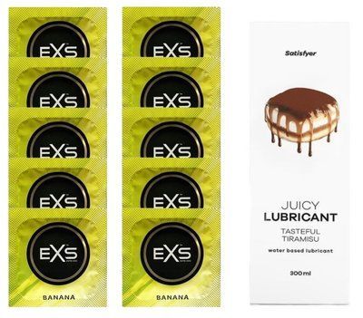 Комплект: з EXS Banana 10 шт + Лубрикант Satisfyer Juicy Tasteful Tiramisu water based 300 мл SOS11345 фото