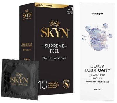 Набор Лубрикант Satisfyer Sparkling Water 300 мл + Skyn ​​Supreme Feel 10 шт. SOS12702 фото