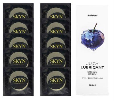 Комплект SKYN Pina Colada 10 шт. + Лубрикант Satisfyer Juicy Lubricant Breezy Berry 300 мл SOS12552 фото