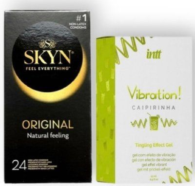 SKYN ORIGINAL 24 шт + Intt Vibration Caipirinha (15 мл) SOS6886 фото