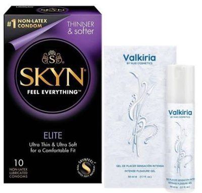 Набор из SKYN Elite (10 шт) + Гель для усиления оргазма VALKIRIA Cooling Orgasm Gel (50 мл) от Nuei SOS9741 фото