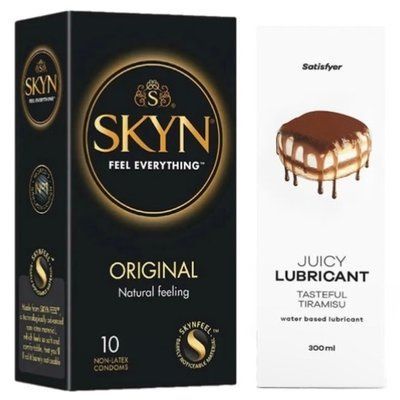 Набір Лубрикант Satisfyer Tasteful Tiramisu 300 мл + SKYN Original 10 шт. SOS12852 фото