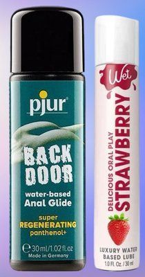 Набір лубрикантів pjur backdoor Regenerating 30 мл + Wet Oral Play Strawberry (30 мл) LB541 фото