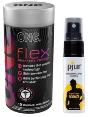 Набор из 10 шт ONE Flex графен + Пролонгатор pjur Superhero Spray 20 мл SOS9282 фото
