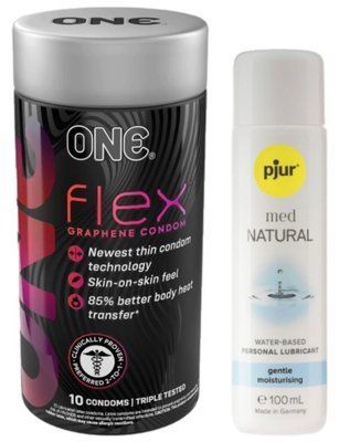 Комплект ONE Flex Graphene 10 штук + Pjur MED Natural Glide 100 мл SOS12953 фото
