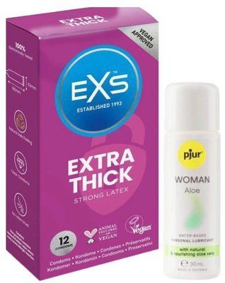 Набір EXS Extra Safe (12 шт) + pjur Woman Aloe 30 мл SOS13553 фото