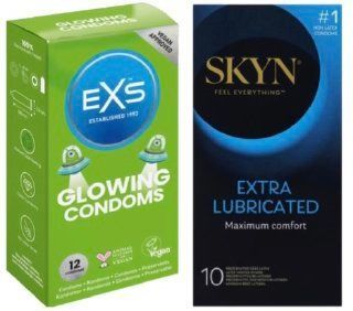 Набор с SKYN Extra Lube 10 штук + EXS Glowing 12 штук SOS7984 фото