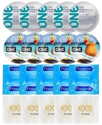 Набір 20 шт ONE Pleasure Plus + ONE Island Punch + Pasante Cooling + EXS Pure SOS7287 фото