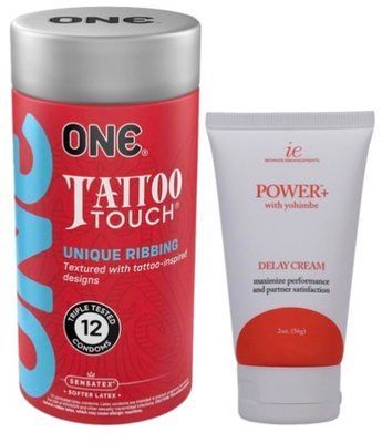 Набор с ONE Tattoo Touch Pack 12 шт + Пролонгатор Doc Johnson Power+ с Yohimbe Delay Cream For Men SOS9432 фото