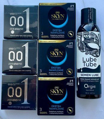 Набір 18 шт OLO Feeling Ultrathin 001 + Skyn Extra Lube + Лубрикант SEMEN LUBE 150 мл Orgie SOS3784 фото