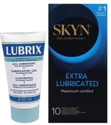Набор из Лубрикант на водной основе Lubrix (50 мл) + Skyn Exstra Lube 10 шт SOS8782 фото