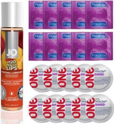 Набір 20 шт Pasante TRIM та ONE Tattoo Touch + System JO H2O &mdash; Peachy Lips (30 мл) SOS4882 фото