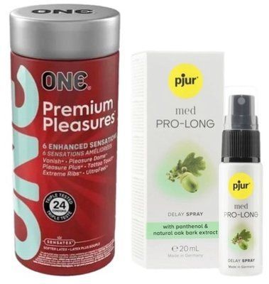 Набор из 24 шт ONE Premium Pleasures + Пролонгатор pjur MED Prolong Spray 20 мл SOS9382 фото