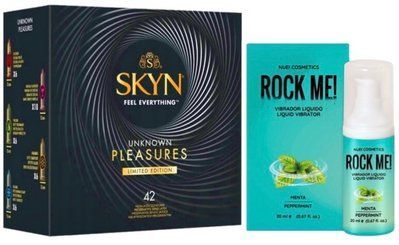 Набор из SKYN Pleasures (42 шт) + Жидкий вибратор ROCK ME! Mint Flavor (20 мл) от Nuei SOS10042 фото