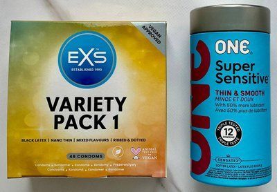 Комплект резинок ONE Super Sensitive 12 шт - EXS Mixed Variety Pack 1, 48 шт SOS3134 фото