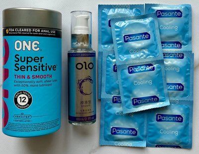Комплект 22 шт ONE Super Sensitive - Pasante Cooling + Лубрикант "olo smooth" 60 мл - класическая SOS1483 фото