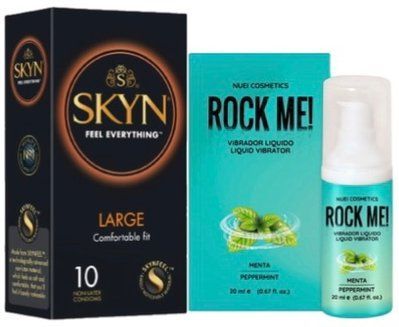 Набір з 10 шт SKYN Large + Рідкий вібратор смак: м'ята ROCK ME!, 20 мл Nuei SOS10342 фото
