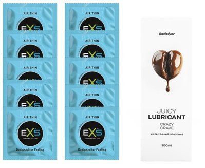 Набір: EXS Air Thin 10 шт. + Лубрикант Satisfyer Crazy Crave 300 мл SOS11195 фото