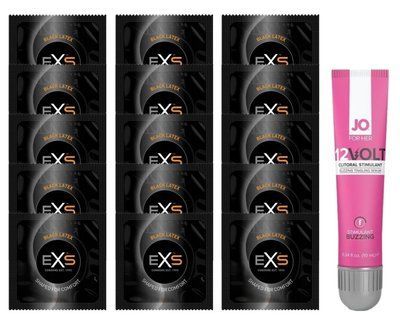 Комплект EXS Black Latex 15 шт + JO 12VOLT Gel 10 мл SOS14652 фото