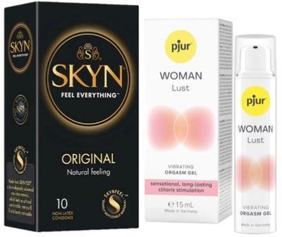 Набір з SKYN Original (10 шт) + Рідкий вібратор pjur Woman Lust (15 мл) SOS9892 фото