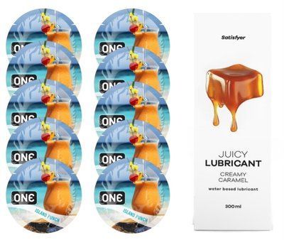 Набор One Island Punch 10 шт. + Лубрикант Satisfyer Creamy Caramel 300 мл SOS12401 фото