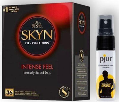 Набор из SKYN Intense Feel (36 шт) + Пролонгатор pjur Superhero Spray (20 мл) SOS8982 фото