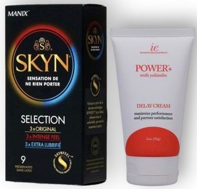 Набір з SKYN Selection (9 шт) + Пролонгатор Doc Johnson Power+ with Yohimbe Delay Cream for Men 56 г SOS8882 фото